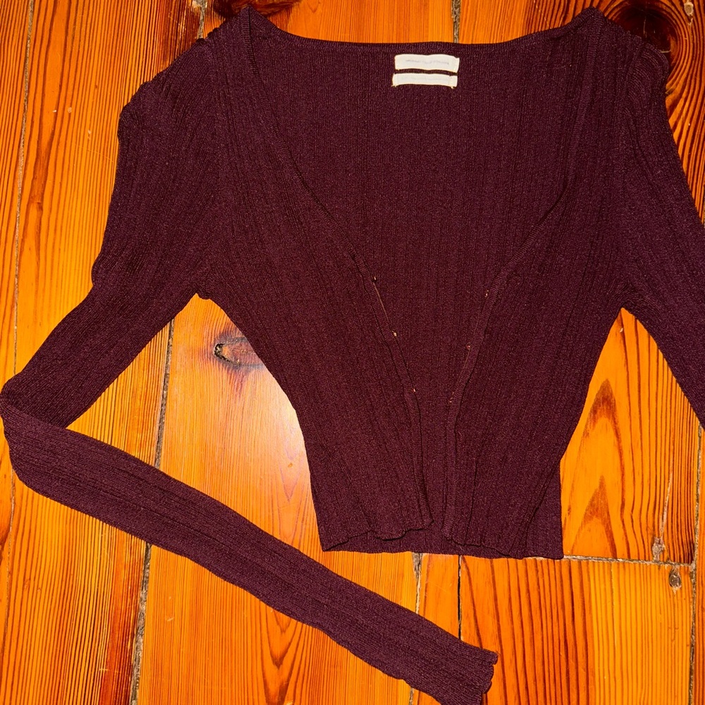 Urban Outfitters Deep Burgundy Cropped Cardigan